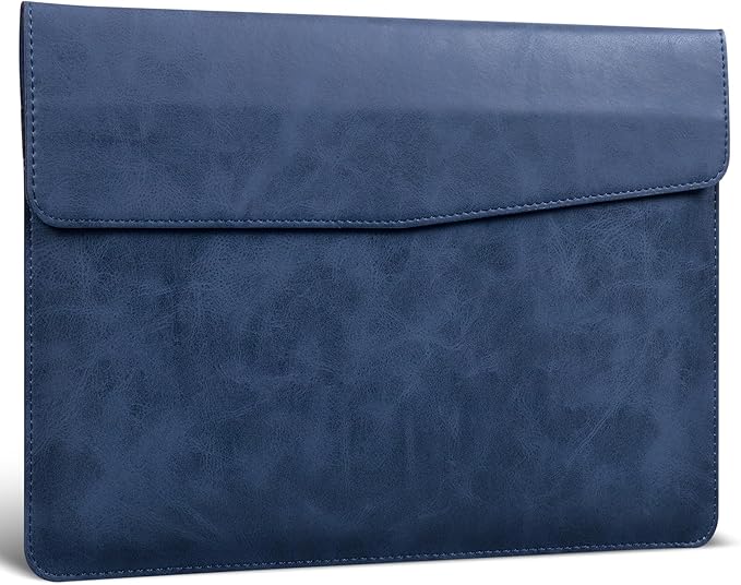 13 Inch Leather Laptop Sleeve Compatible with MacBook Neo 13" 2026 & MacBook Air/Pro 13" (M5/M4/M3/M2/M1, 2025-2018), Magnetic Buckle Closure Protective Case Cover,Blue