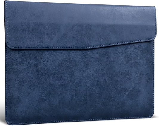 13 Inch Leather Laptop Sleeve Compatible with MacBook Neo 13" 2026 & MacBook Air/Pro 13" (M5/M4/M3/M2/M1, 2025-2018), Magnetic Buckle Closure Protective Case Cover,Blue