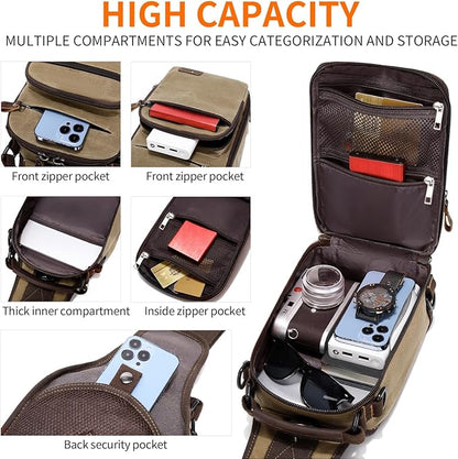 Nerlion Sling Bag for Men Waxed Canvas Crossbody Bag Chest Bag Water Resistant Shoulder Bag Casual Daypack