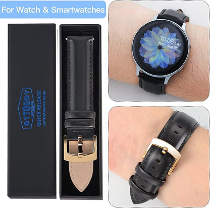 OTTOODY Leather Watch Bands Quick Release, Elegant Top Grain Leather Watch Straps for Men & Women, Choice of Color & Width - 18mm, 19mm, 20mm, 21mm or 22mm Wristbands Bracelet for Watch & Smartwatch