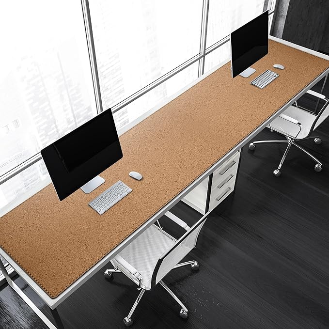 MAIDERN Leather Desk Mat, XXL 74.8” x 19.6” Reversible Large Desk Pad Mat, Cork & Leather Large Mouse pad for Desk, Waterproof Computer Desk Mat for Gaming Home Office (Black)