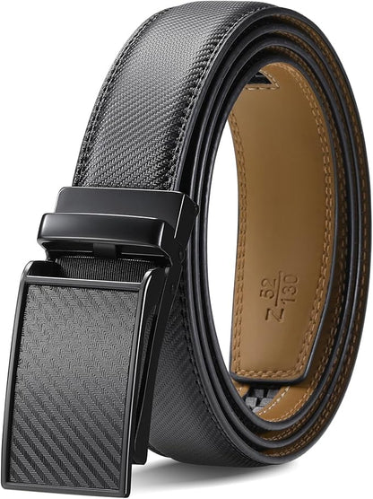 Men's Belt, Leather Ratchet Belt For Men's Dress 3.0cm,1 1/8" Size Adjusted Automatic Buckle
