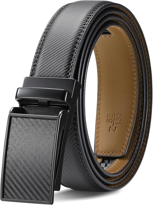 Men's Belt, Leather Ratchet Belt For Men's Dress 3.0cm,1 1/8" Size Adjusted Automatic Buckle