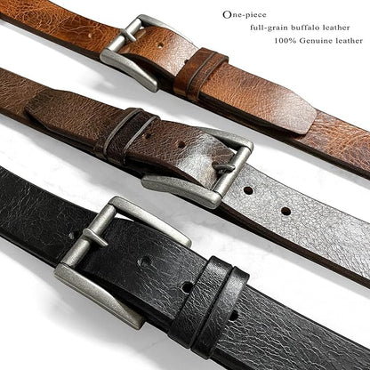 BS304 Genuine Full Grain Vintage Leather Belt Strap or Belt with Buckle_1-1/2"(38mm) wide