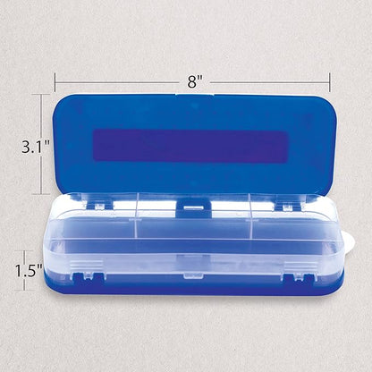 BAZIC PRODUCTS Plastic Pencil Case, Double Deck Utility Storage Box, Multi Purpose Organizer & Supply Holder, Transparent Box Design, Assorted Color, Ideal for School, Office & Craft Use, 24-Pack