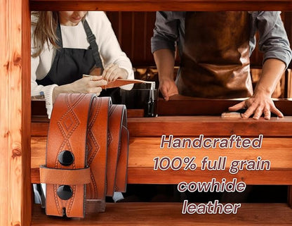 F&L CLASSIC Western Belt without buckle for men – Full Grain Leather Cowboy Belts for jeans - One Piece Leather strap belt