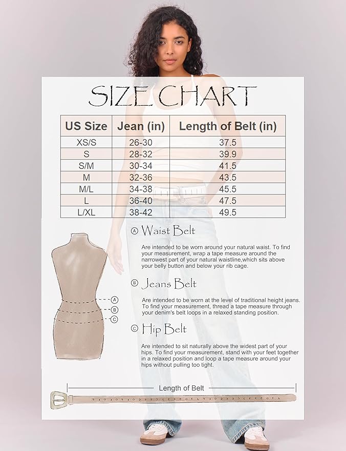 Womens Genuine Leather Belt for Jeans Pants Width 1.57" Western Cowgirl Wide Belts for Ladies with Gift Box