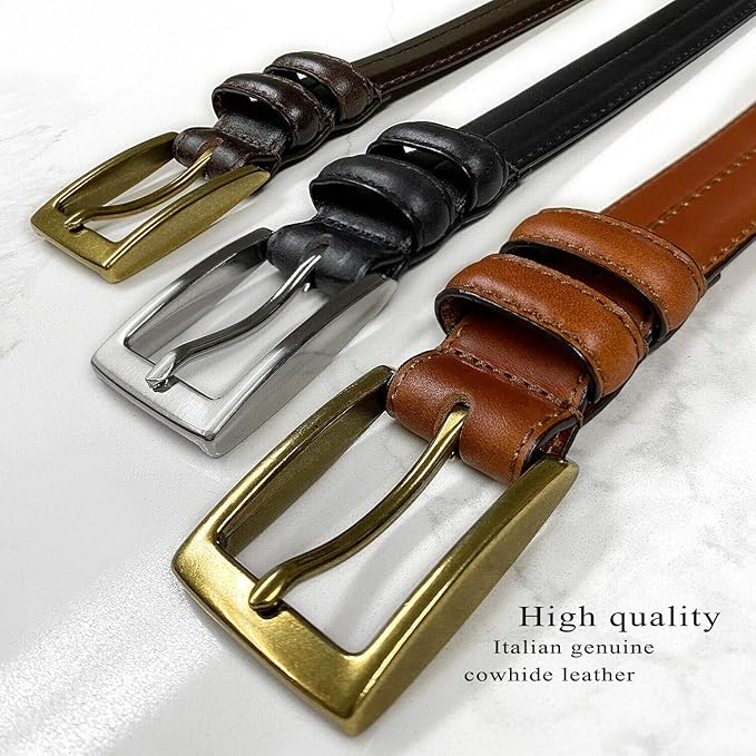 Men's Oil-Tanned Genuine Leather Dress Classic Belt 1-1/8"(30mm) or 1-3/8"(35mm) Wide One Piece Dress Belt