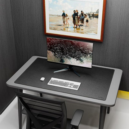 MAIDERN 43.3”x 27.5” Leather Desk Pad, Large Desk Mat, Reversible Cork & Leather Large Mouse pad for Desk, Waterproof Computer Desk Pad for Gaming Home Office (Black)