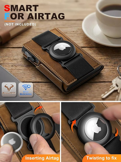BULLIANT Men Wallet Gift Boxed,Slim Front Pocket Wallet Money Clip Card Holder 3.8"x2.7",Pop-up Access