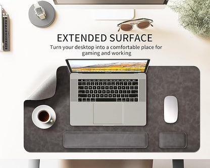 RENMTURE Large Mouse Pad and Keyboard Wrist Rest, Desk Pad for Keyboard and Mouse, Large Gaming Mouse Pad with Wrist Support, Desk Mat for Work and Gaming (Dark Grey)