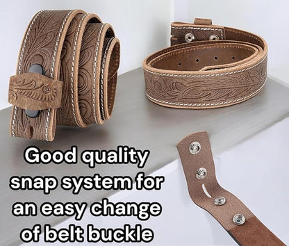 F&L CLASSIC Western Belt without buckle for men – Full Grain Leather Cowboy Belts for jeans - One Piece Leather strap belt