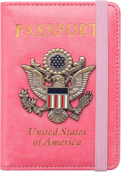 Premium Passport Holder for Travel, RFID Blocking Passport Cover Slim, Durable & Travel-Friendly, Passport Wallet Keep Your Documents Safe & Organized (Pink)