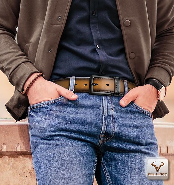 BULLIANT Men's Belt,Reversible Belt Adjustable For Gift Men 1.25”-Cut For Fit-2 Sides in 1 Belt(Not 2)