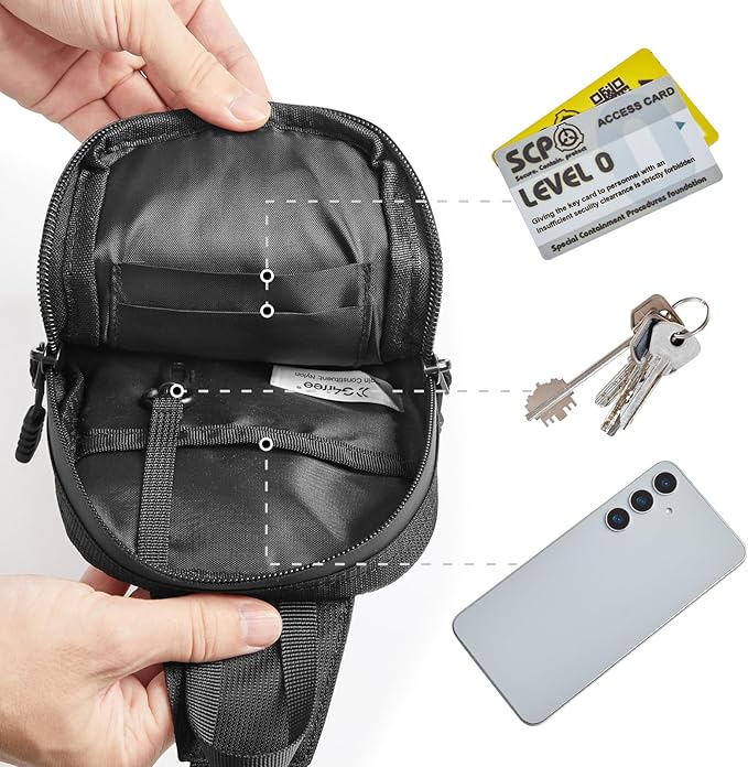 G4Free Waterproof Mini Crossbody Sling Bag, Small Chest Fanny Pack for Men, Lightweight Travel Sports Purse (Black)