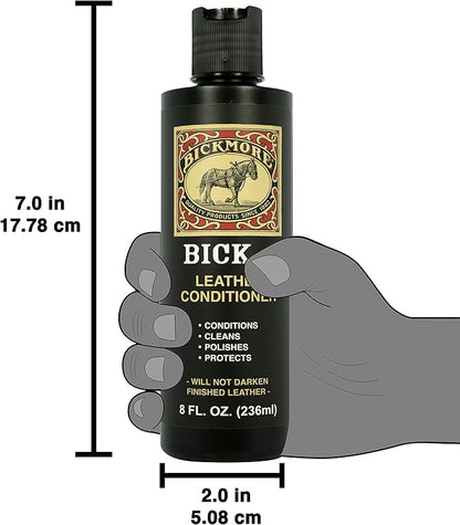 Bickmore Bick 4 Leather Conditioner 8 oz - Cleaner & Conditioner - Restore Polish & Protect All Smooth Finished Leathers