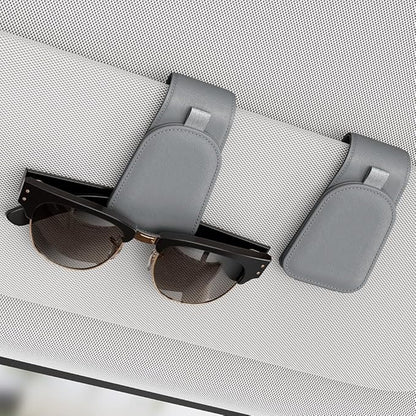 Sotfamily Sunglass Holder for Car Visor, Suede Cloth Magnetic Sunglass Organizer for Car Accessories, 2 Packs, Gray