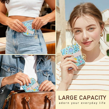 Jogjam Cute Dinosaur Rfid Girls Girly Teen Wallet, Small Slim Thin Compact Travel Credit Card Women Wallet, PU Leather Bifold Cash Zipper Coin Pocket ID Window for Female Ladies Gifts