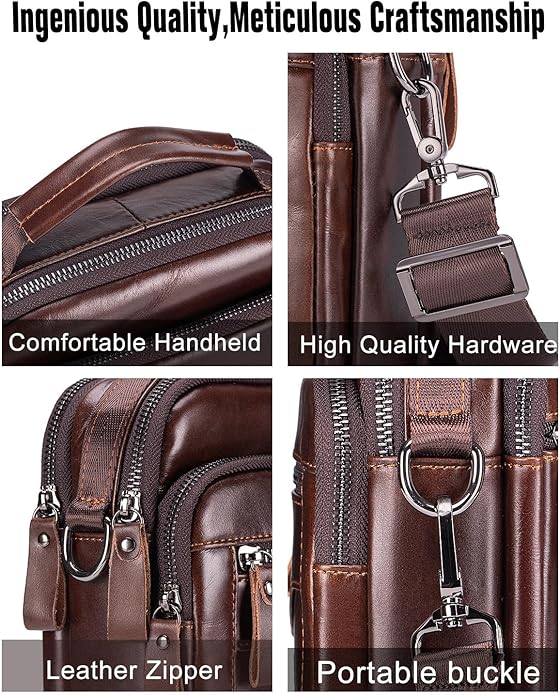 Premium Leather Men's Crossbody -Organized Storage & Durable,Stylish for Daily Carry