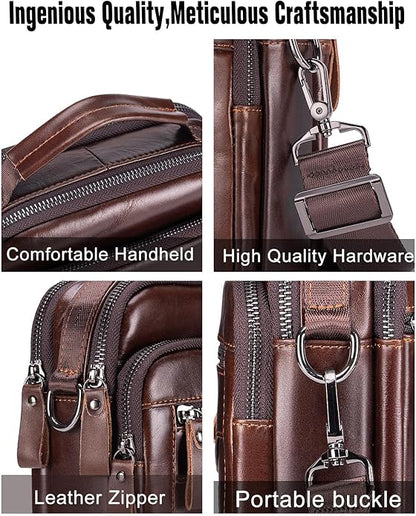Premium Leather Men's Crossbody -Organized Storage & Durable,Stylish for Daily Carry
