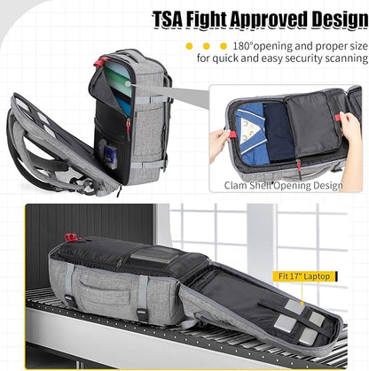 42L Travel Backpack with 4 Packing Cubes, TSA Friendly Flight Approved Carry-On Bag, Water-Resistant Weekender Business Backpack for Men Women, Fits 17.3" Laptop
