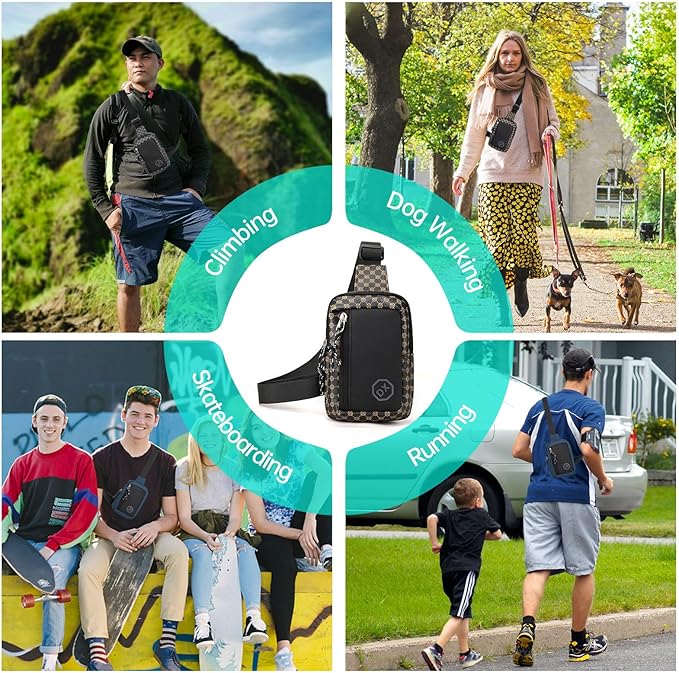 Long Keeper Mini Sling Bag - Women Men Vegan Leather Crossbody Phone Bag Waterproof Travel Running Chest Bag Casual Daypack