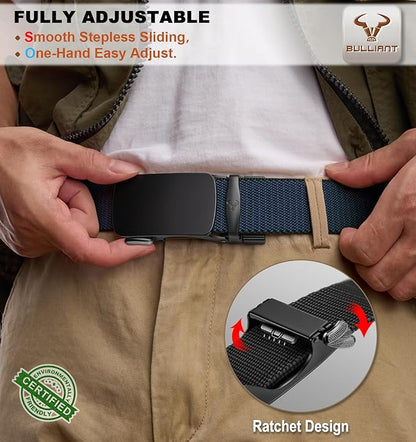 BULLIANT Men Belt-Reversible Ratchet Belt Stretchable for Gift Men Work Casual Golf 1 3/8"-Cut For Fit -2 In 1Belt