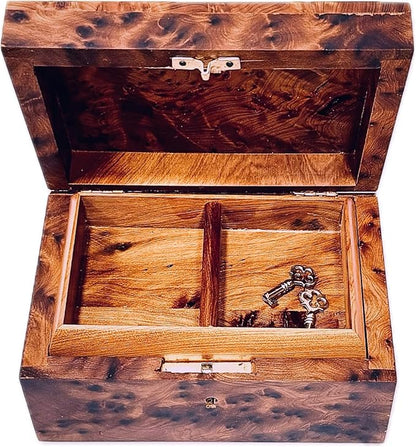 Hand Carved Wooden Multipurpose Keepsake Jewelry Decorative Art Box Storage Organizer Medium with Lock