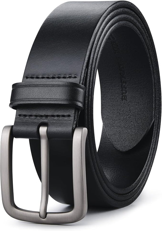 Buffway Men's Leather Belt,1.5" Handmade Top-Grain Leather–Durable,Comfortable,Suitable for Everyday Formal & Casual Wear