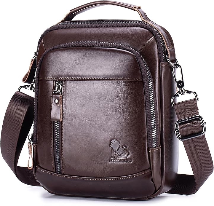 Premium Leather Men's Crossbody -Organized Storage & Durable,Stylish for Daily Carry