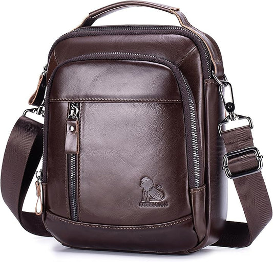 Premium Leather Men's Crossbody -Organized Storage & Durable,Stylish for Daily Carry