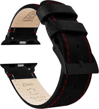 BARTON WATCH BANDS - Top Grain Leather Watch Bands Compatible with Apple Watch Models - 1, 2, 3, 4, 5, 6, 7, 8, 9, 10, SE, Ultra & Ultra 2