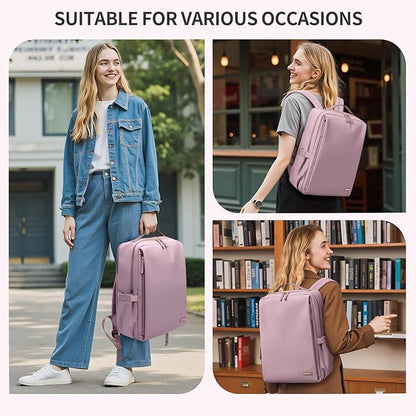 GOLF SUPAGS Stylish Laptop Backpack for Women Airline Approved Perfect for Work College and Travel Multi-Functional Casual Daypack Fits 14 Inch Notebook (Pinkish Purple)