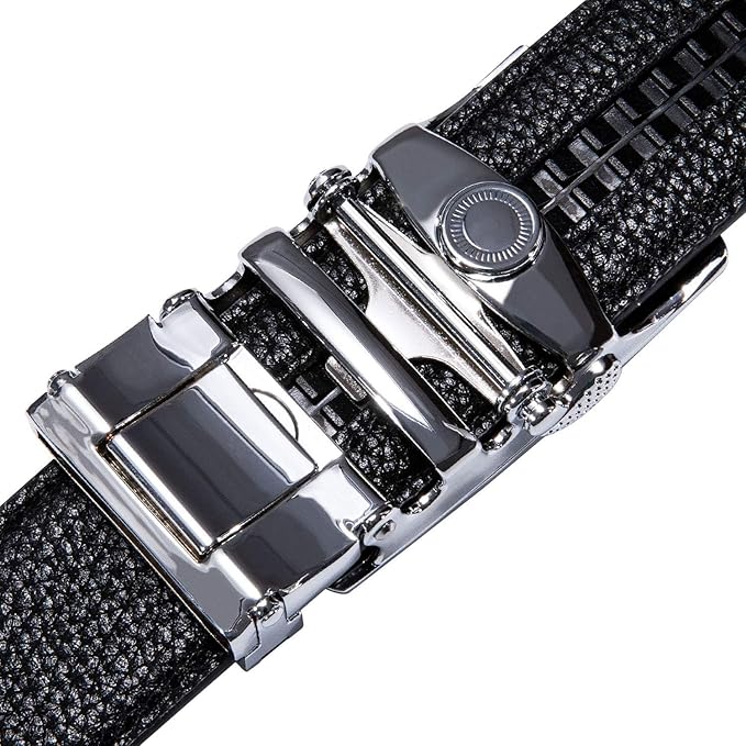 Dubulle Designer Mens Belts, Sliding Automatic Buckle Ratchet Dress Belt TOP Genuine Leather Strap Gifts