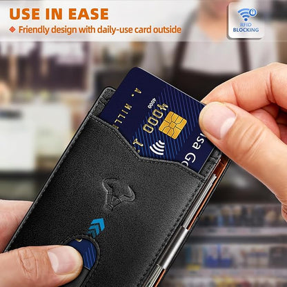 BULLIANT Men Wallet Airtag&Standard Use,Slim Front Pocket Wallet Money Clip for Gifg Men RFID Blocking 11Cards