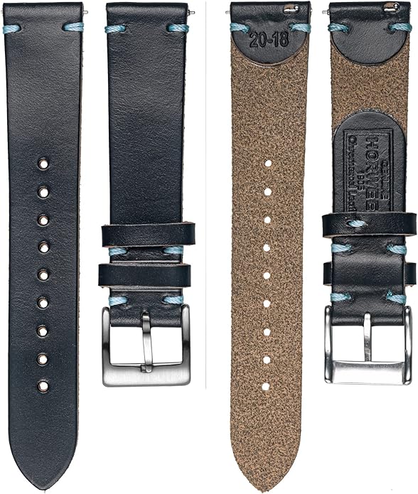 hemsut h Leather Watch Bands for Men, Horween Quick Release Leather Watch Strap Vintage Watch Replacement Wrap of 18mm, 20mm, 22mm