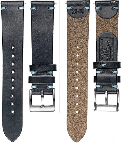 hemsut h Leather Watch Bands for Men, Horween Quick Release Leather Watch Strap Vintage Watch Replacement Wrap of 18mm, 20mm, 22mm
