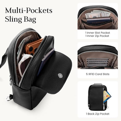 befen Genuine Leather Anti Theft Small Crossbody Bags for Women, RFID Cross Body Sling Chest Bags Fanny Packs Travel Purse