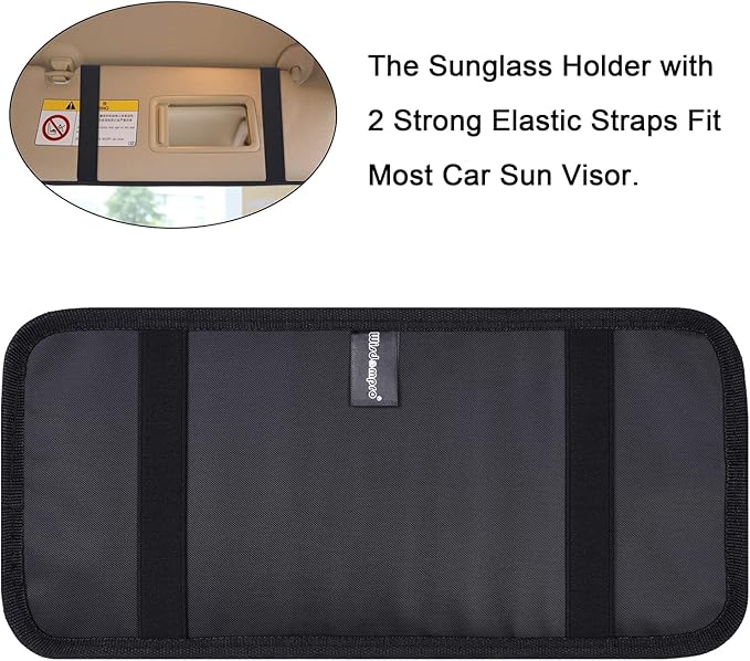 Wisdompro Car Sun Visor Organizer, Auto Storage Pouch with 3 CD Sleeves, Pen Holder, Strap & Pocket for Sunglass, Document, Card -Black