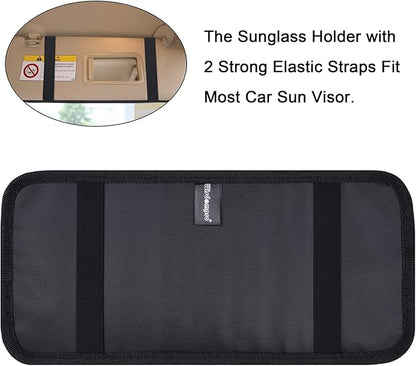 Wisdompro Car Sun Visor Organizer, Auto Storage Pouch with 3 CD Sleeves, Pen Holder, Strap & Pocket for Sunglass, Document, Card -Black