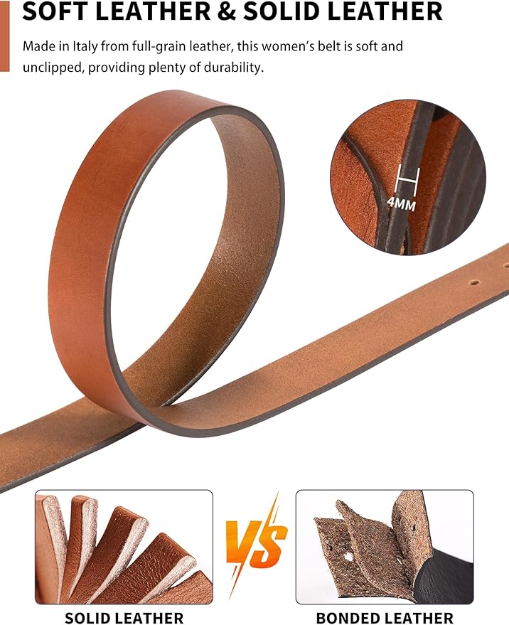 Womens Belts for Jeans Genuine Leather Belt Vintage Solid Brass Circle buckle Gift Box Packaging