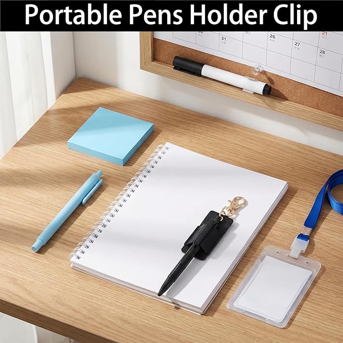 Jeffdad 4 Pcs Lanyard Pen Holder, Leather Neck Pen Holder Keychain Anti-Lost Single Pens Lanyard Badge Portable Pens Holders Clip for Nurse Office Courier Clerk