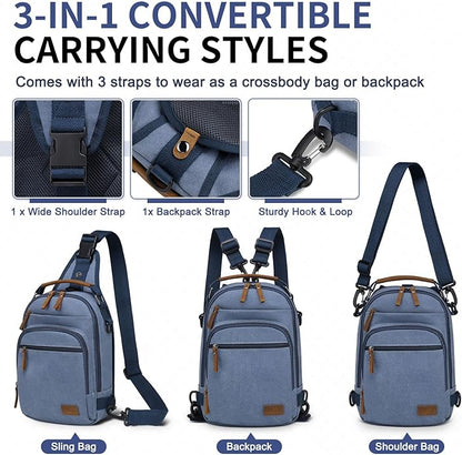Canvas Sling Bag for Men, Waxed Canvas Crossbody Bag, Retro Vintage Chest Bag Spacious for Outdoor College Work
