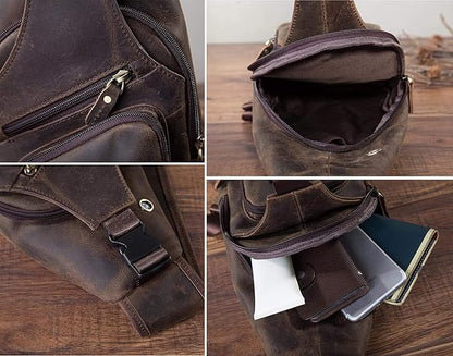 Le'aokuu Men Fashion Casual Tea Designer Travel Hiking Crossbody Chest Sling Bag Rig One Shoulder Strap Bag Men Leather 8015 | Fashion, Casual, Tea, Designer, Travel, Hiking