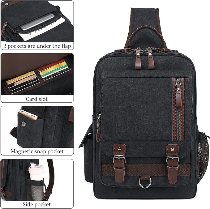 mygreen Canvas Cross Body Messenger Bag Shoulder Sling Backpack Travel Rucksack