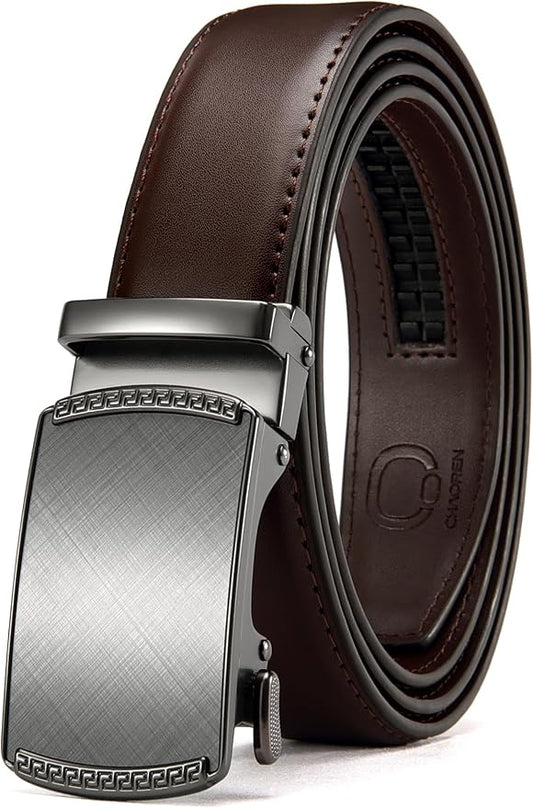 CHAOREN Mens Dress Belt - Mens Ratchet Belt Leather for Dress Pant - Micro Adjustable Belts Fit Everywhere