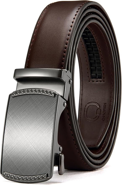 CHAOREN Mens Dress Belt - Mens Ratchet Belt Leather for Dress Pant - Micro Adjustable Belts Fit Everywhere