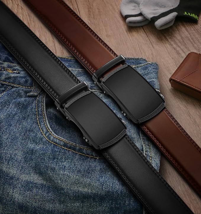 BULLIANT Men Belts 2 Pack,Ratchet Sliding Belt Adjustable For Gift Mens Dress Casual 1 3/8",Cut for Fit