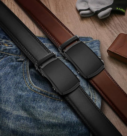 BULLIANT Men Belts 2 Pack,Ratchet Sliding Belt Adjustable For Gift Mens Dress Casual 1 3/8",Cut for Fit