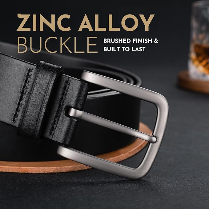 Buffway Men's Leather Belt,1.5" Handmade Top-Grain Leather–Durable,Comfortable,Suitable for Everyday Formal & Casual Wear